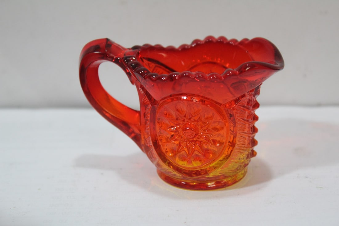 A Cranberry Red Pressed Glass Toothpick Holder: 2 1/8" tall