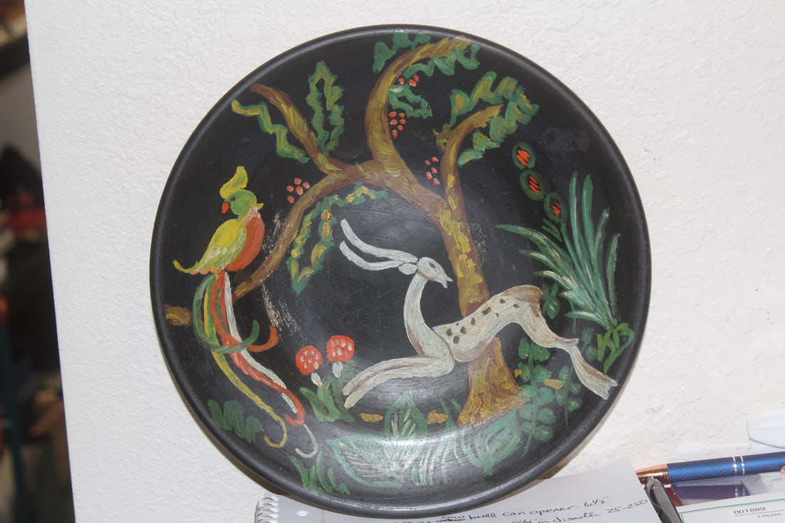 Hand Painted Terracotta Plate: 10 1/8" in diameter