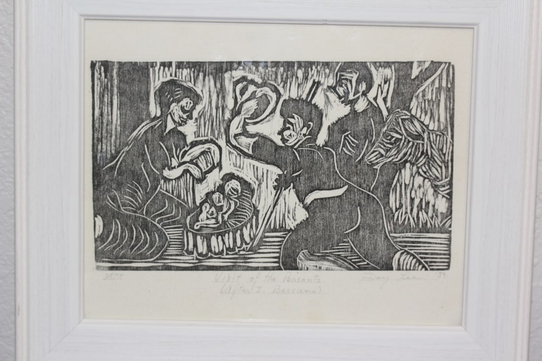 After Jacopo Bassano Woodcut: framed - signed - numbered - 13" x 11"