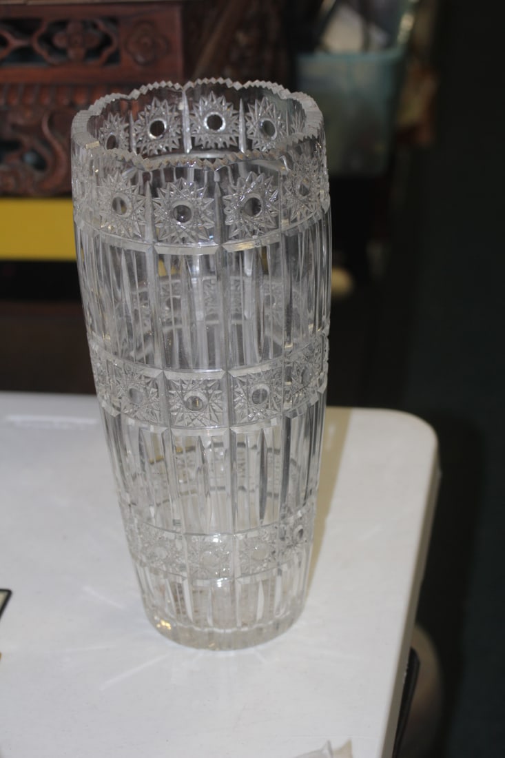 Well Cut Cylinder Vase: 14" tall by 6" wide