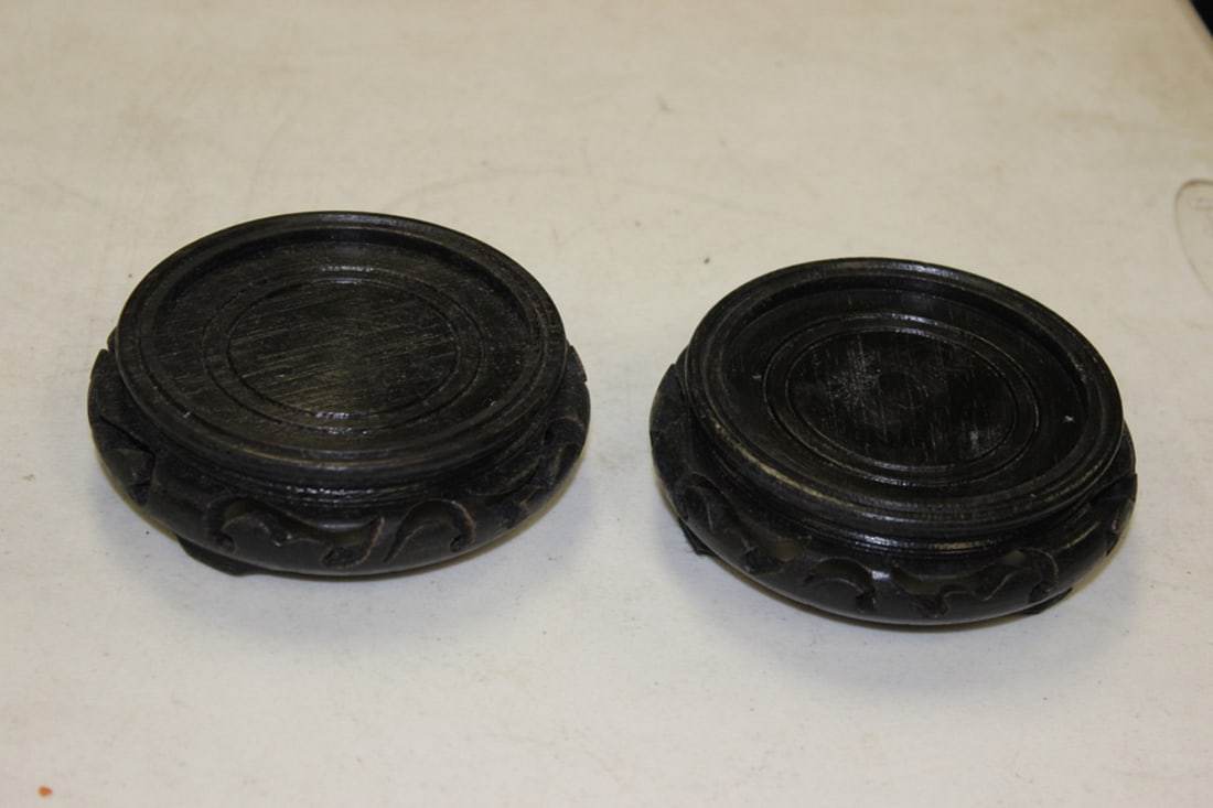 Pair of Carved Vase Stands: 2 3/4" inside diameter.