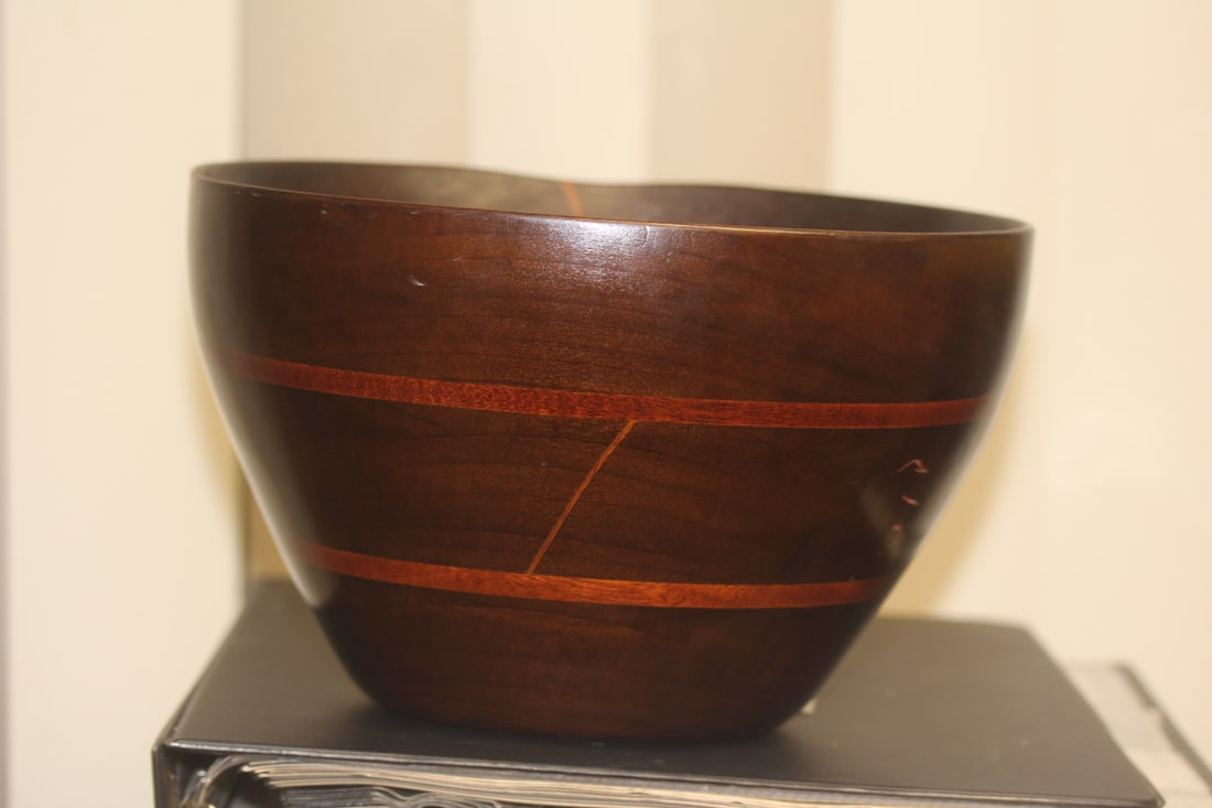 Peter Petrochko Wooden Bowl: signed - 9" across by 5 5/8" tall