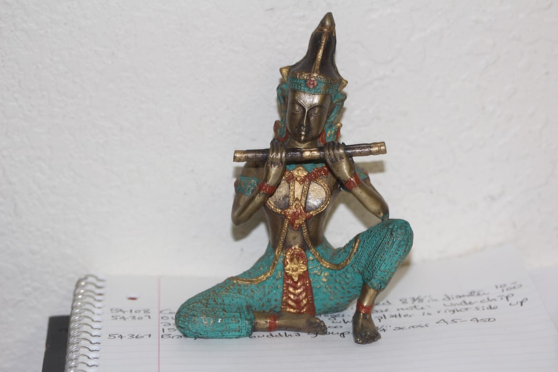 Bronze Thai Musician: 5 1/2" tall