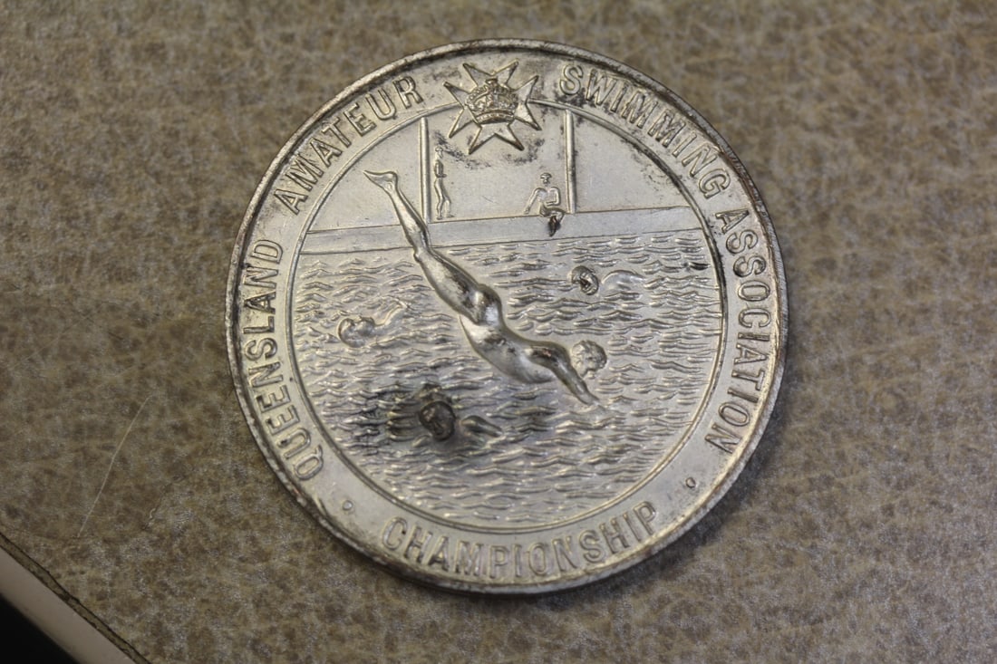 Queensland Amateur Swimming Championship Medal: Amateur Swimming Association championship - 1940's to 1950's - Australia - 1 5/8" in diameter