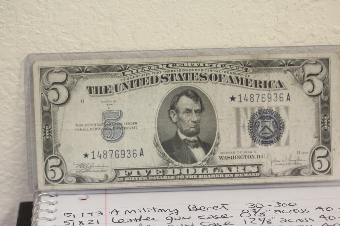 1934-C $5.00 Star Note: as shown