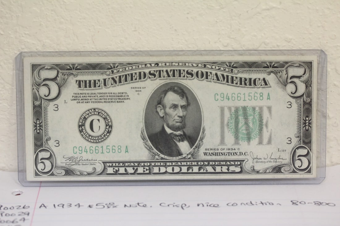 1934 $5.00 Note