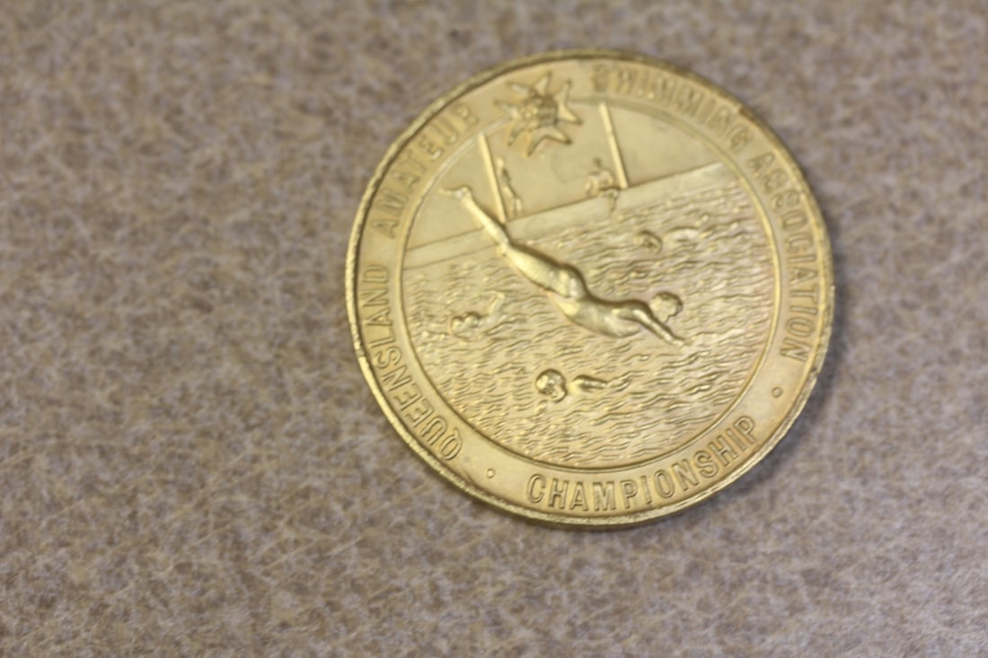 Queensland Amateur Swimming Championship Medal: Amateur Swimming Association championship - 1940's to 1950's - Australia - 1 5/8" in diameter