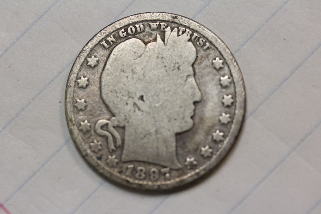 1897 Barber Silver Quarter: as shown