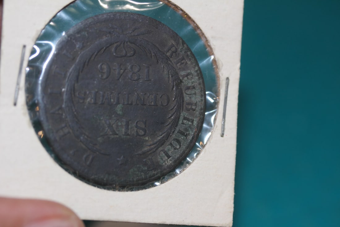 Haiti 1846 Six Centimes Coin: sharp