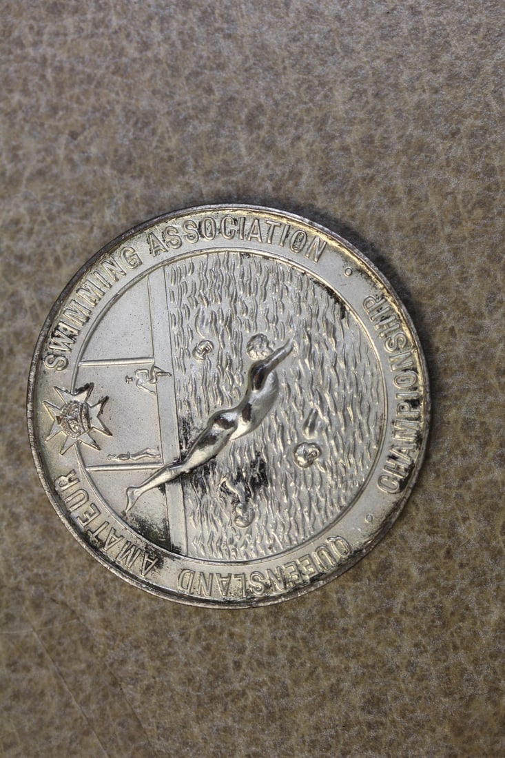 Queensland Amateur Swimming Championship Medal: Amateur Swimming Association championship - 1940's to 1950's - Australia - 1 5/8" in diameter