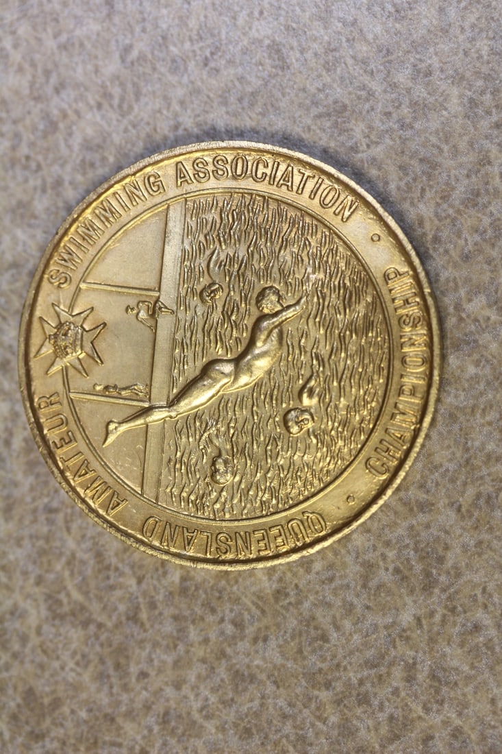 Queensland Amateur Swimming Championship Medal: Amateur Swimming Association championship - 1940's to 1950's - Australia - 1 5/8" in diameter