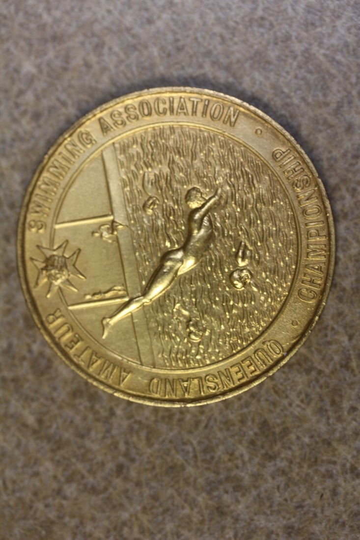 Queensland Amateur Swimming Championship Medal: Amateur Swimming Association championship - 1940's to 1950's - Australia - 1 5/8" in diameter