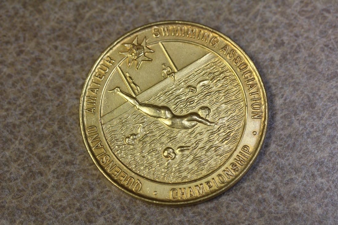 Queensland Amateur Swimming Championship Medal: Amateur Swimming Association championship - 1940's to 1950's - Australia - 1 5/8" in diameter