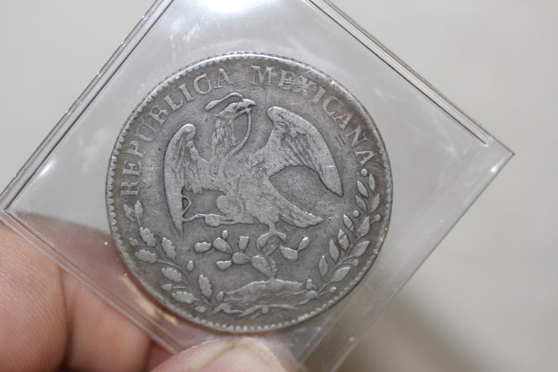 1857 8 Real Silver Coin: rare - Mexican