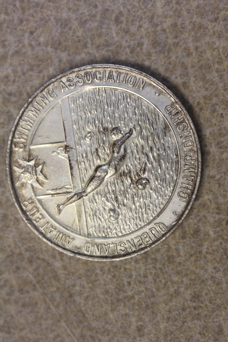Queensland Amateur Swimming Championship Medal: Amateur Swimming Association championship - 1940's to 1950's - Australia - 1 5/8" in diameter