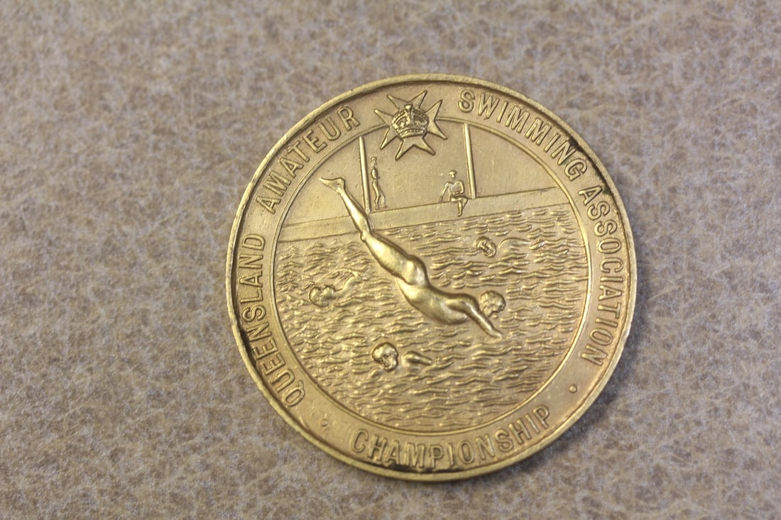Queensland Amateur Swimming Championship Medal: Amateur Swimming Association championship - 1940's to 1950's - Australia - 1 5/8" in diameter