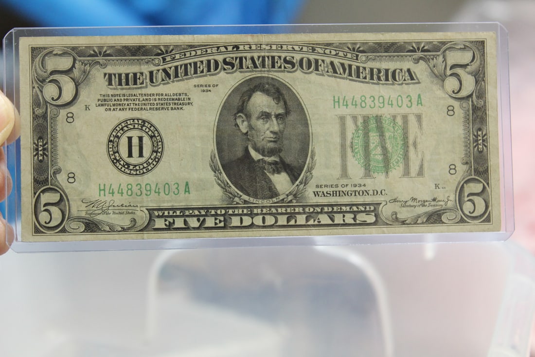 1934 $5.00 Note: as shown