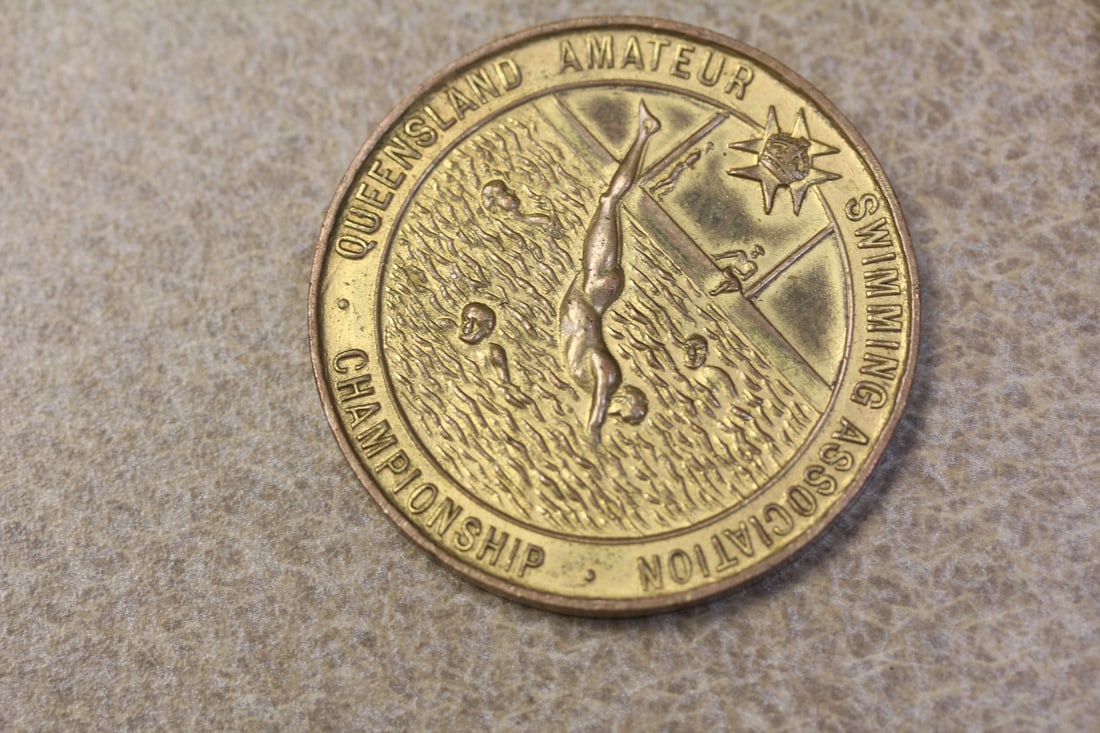 Queensland Amateur Swimming Championship Medal: Amateur Swimming Association championship - 1940's to 1950's - Australia - 1 5/8" in diameter