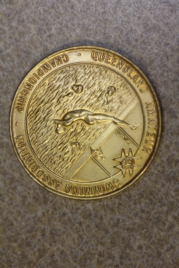 Queensland Amateur Swimming Championship Medal: Amateur Swimming Association championship - 1940's to 1950's - Australia - 1 5/8" in diameter