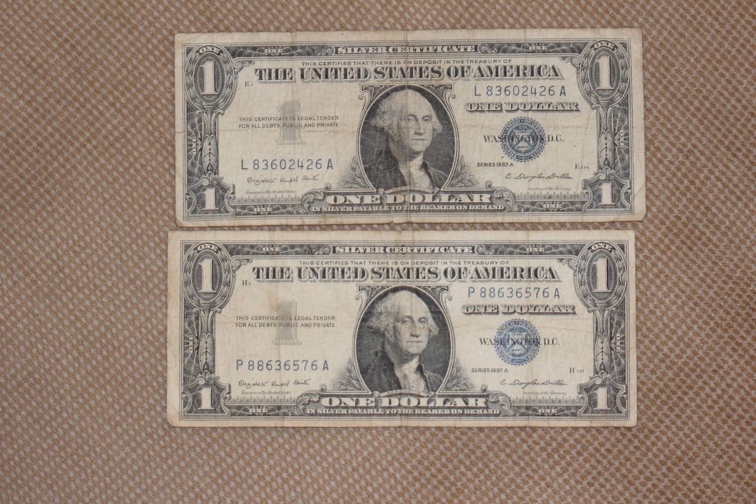 Lot of Two 1957 Blue Seal $1.00 Note: as shown on photos
