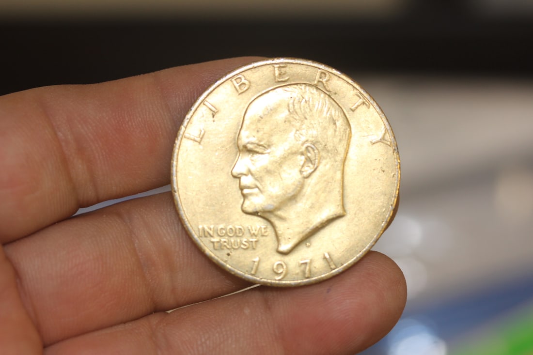 1971 Gold Plated Clad Ike Dollar: as shown