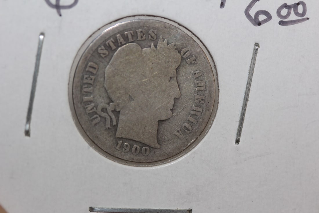 1900-S Silver Barber Dime: 90% Silver