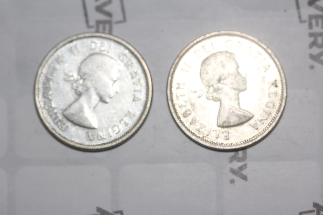 Lot of 2 Silver Canada Quarters: as shown