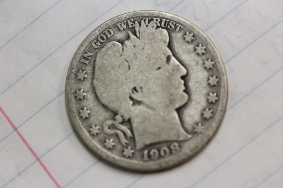 1908-D Barber Silver Half Dollar: as shown