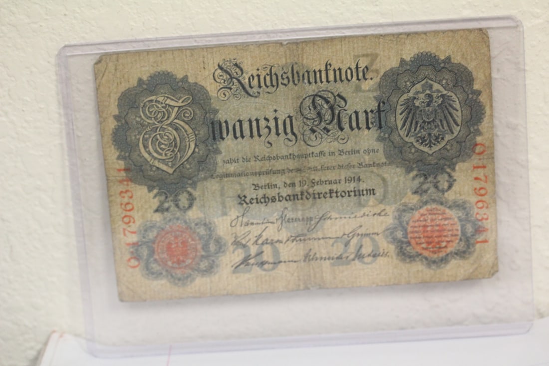 German 1910's 20 Mark Bank Note: as shown