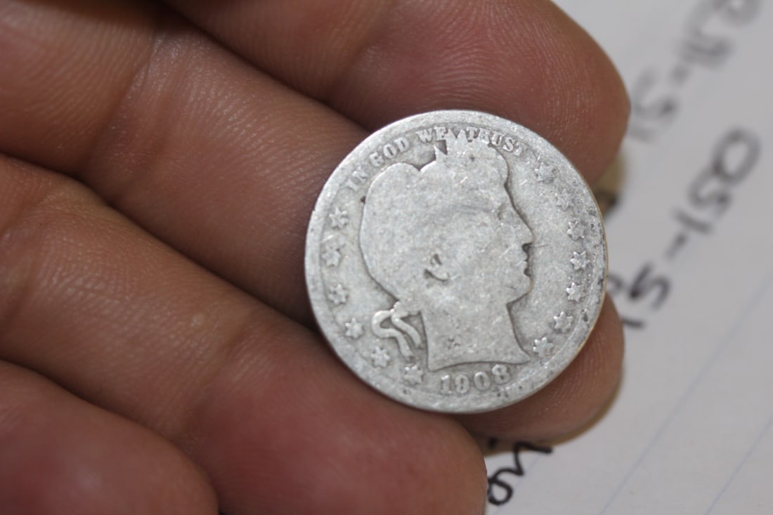 1908-D Barber Silver Quarter: as shown