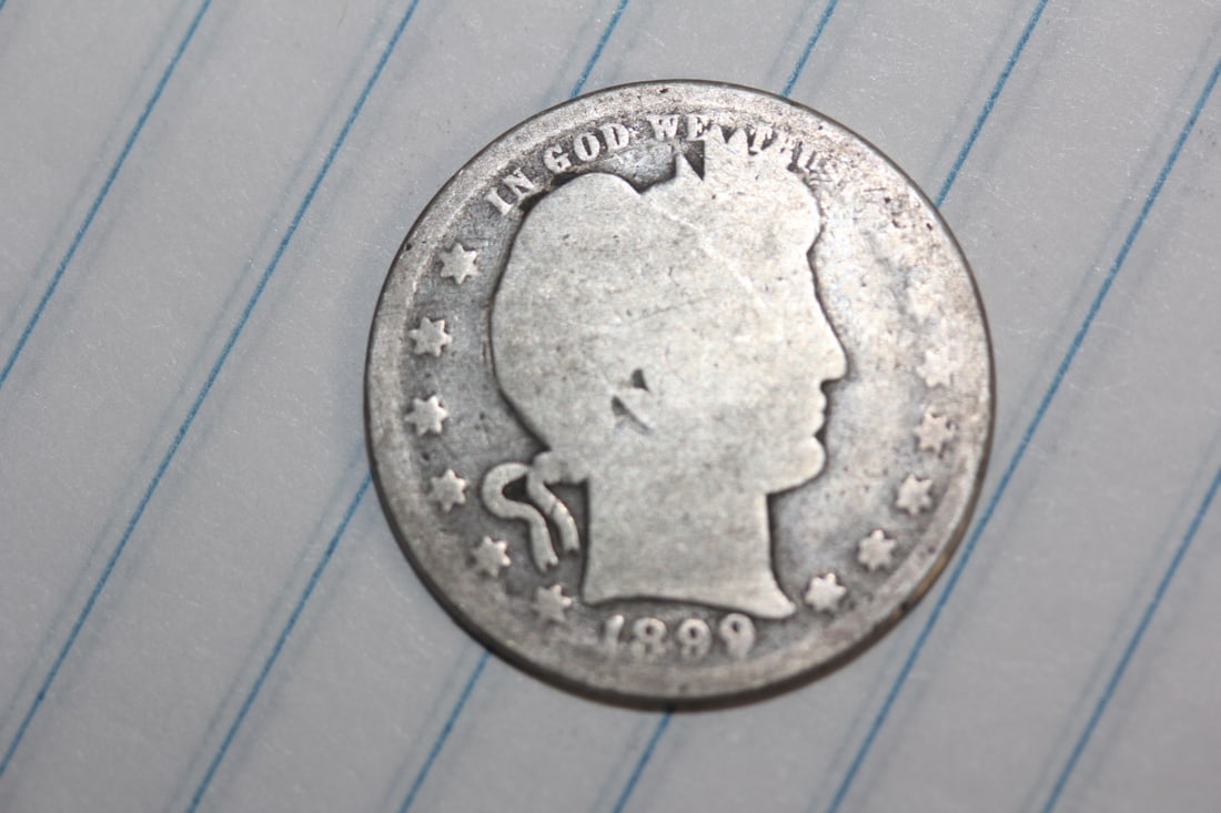 1899 Barber Silver Quarter: as shown