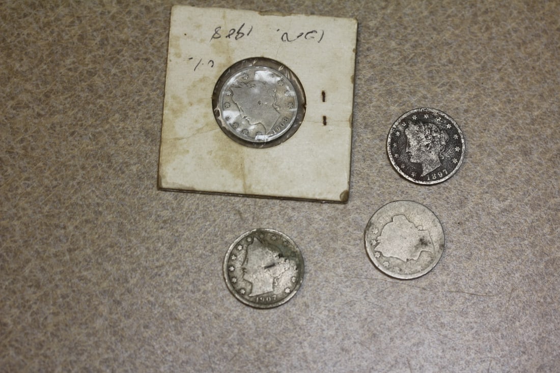 Lot of 4 V Nickels: as shown