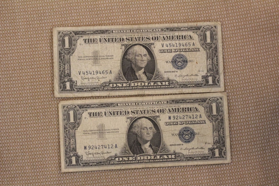 Lot of 2 1957 Blue Seal $1.00 Note: as shown on photos