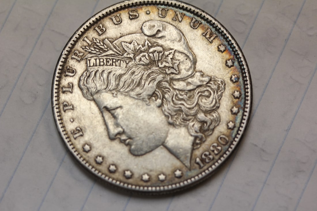 1880 Morgan Silver Dollar: toned