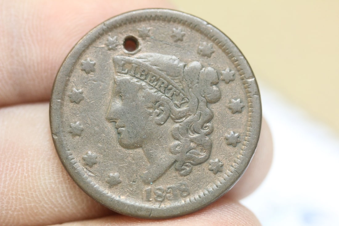 1838 Large Cent: please note: hole