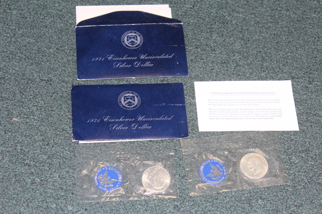 Lot of 2 40% Silver Ike Dollar: with COA