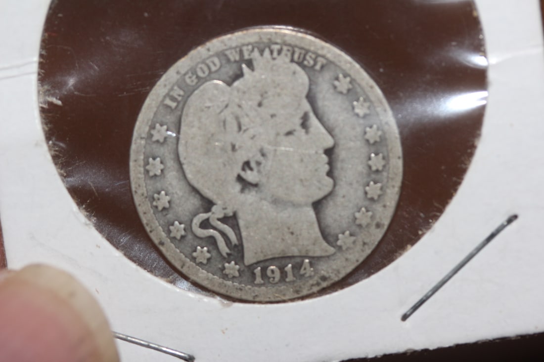1914-D Barber Silver Quarter: as shown on photos