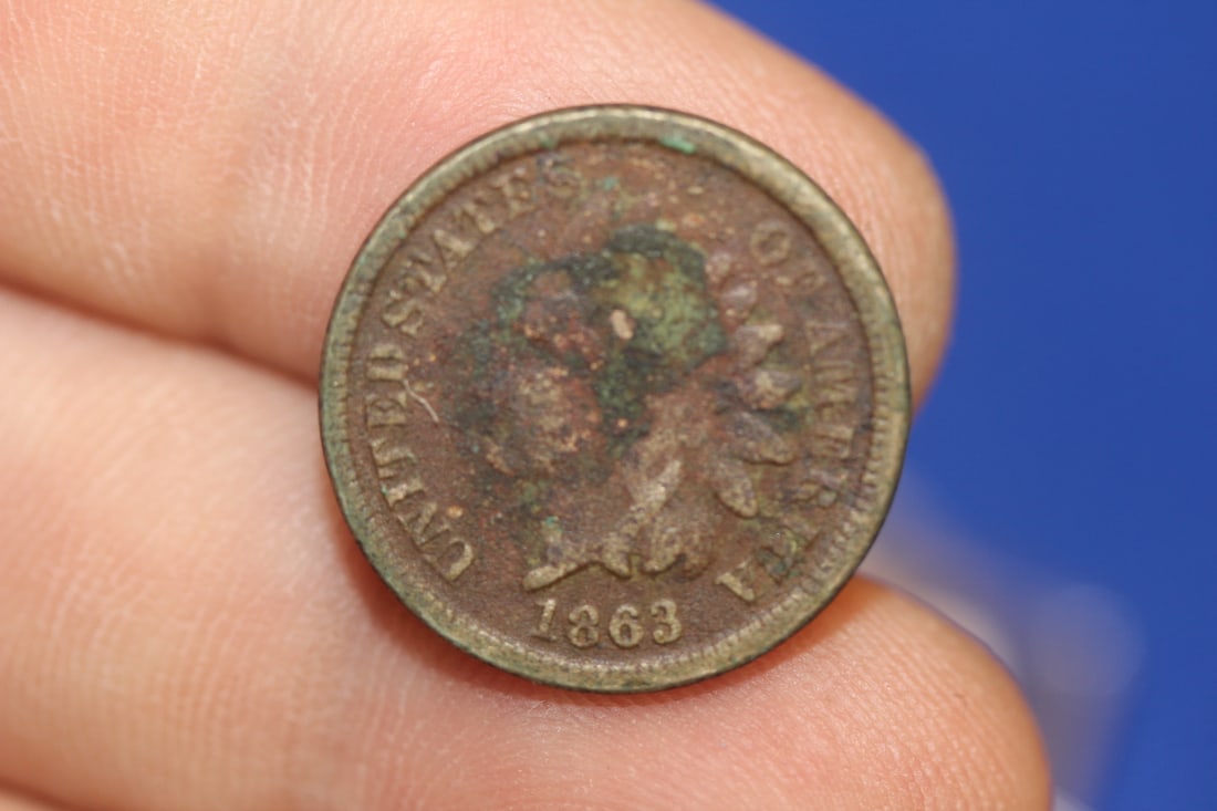 An 1863 Copper Nickel Indian Head Cent: as shown