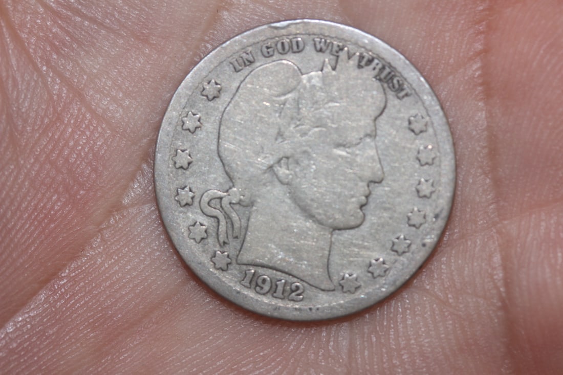 1912-S Silver Barber Quarter: 90% silver
