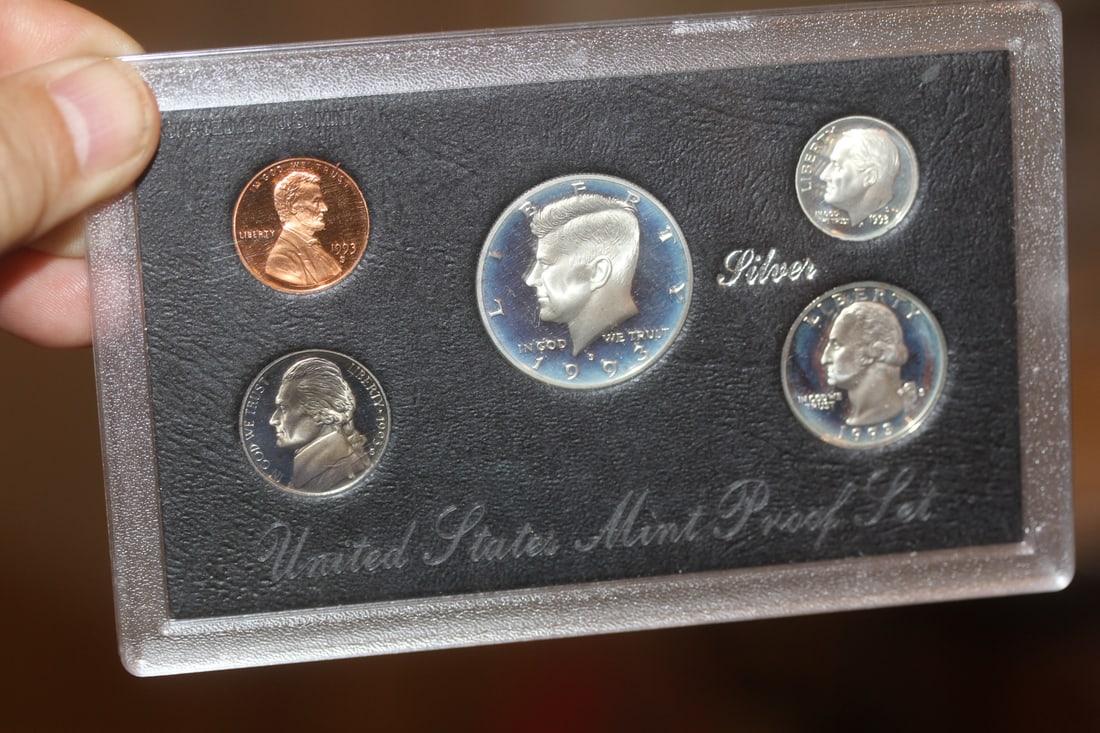 1993 US Mint Silver Proof Set: 3 of the 5 coins are 90% silver
