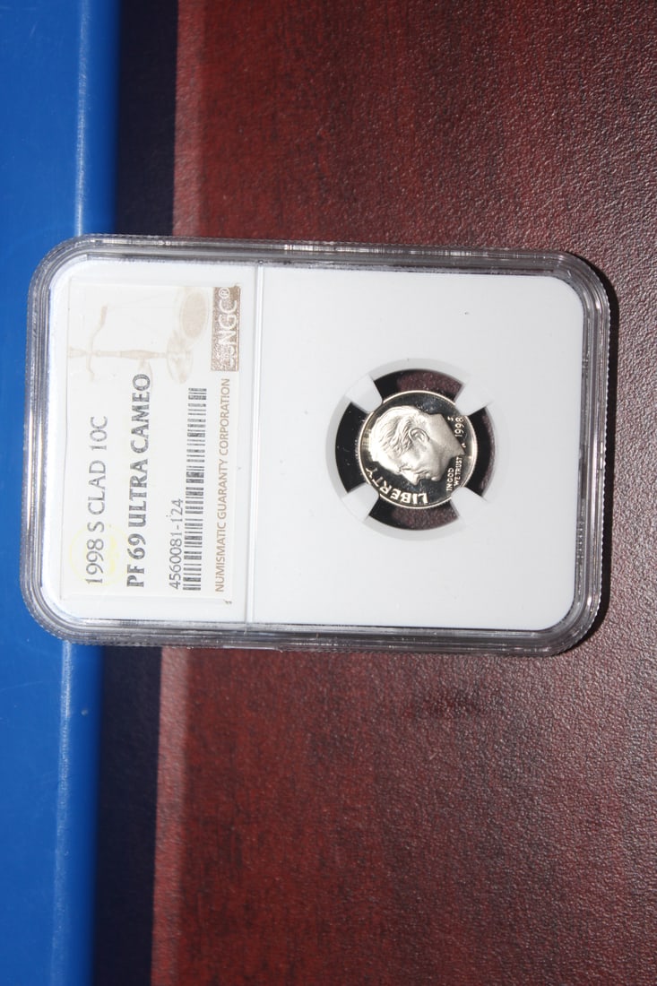 An NGC Graded 1998 - S Clad 10c Coin: PF69 Ultra Cameo