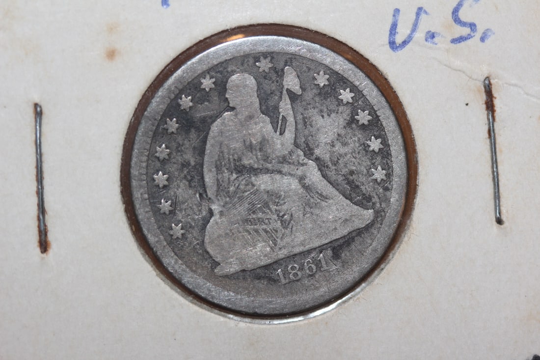 1861 Seated Quarter: as shown on photos