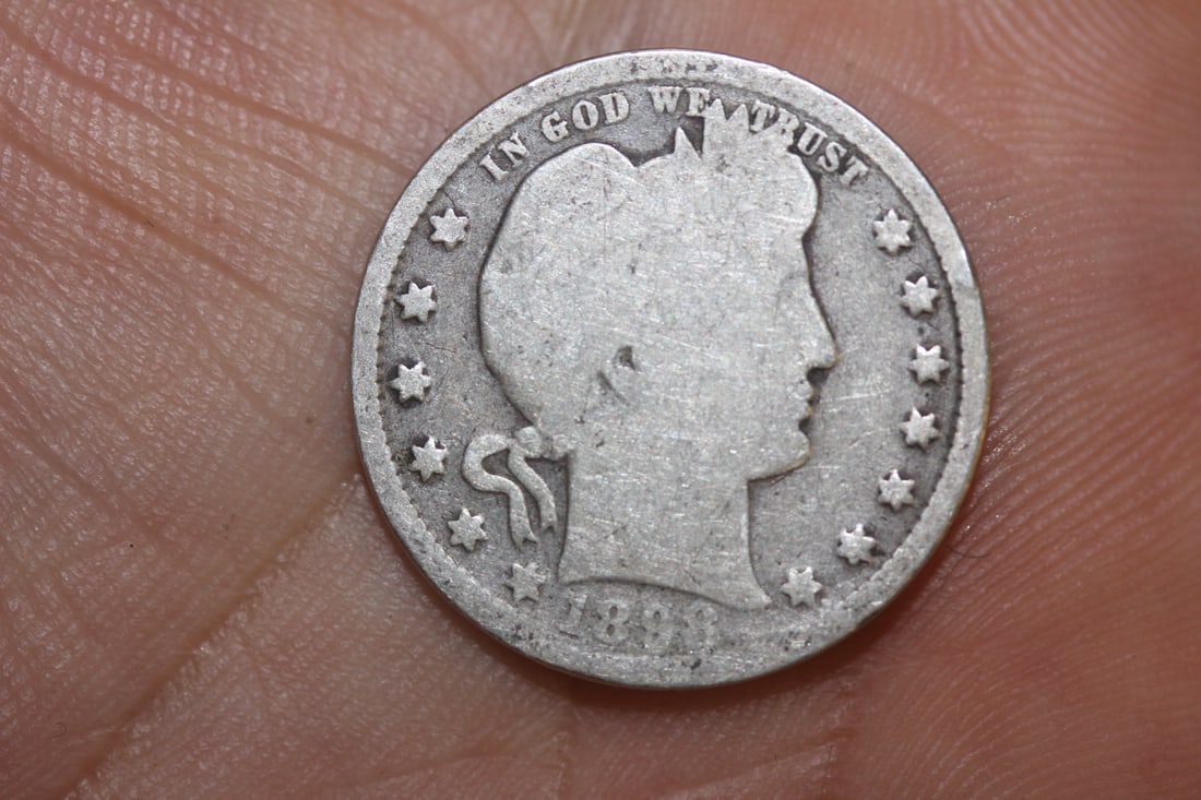 1898 Barber Silver Quarter: as shown