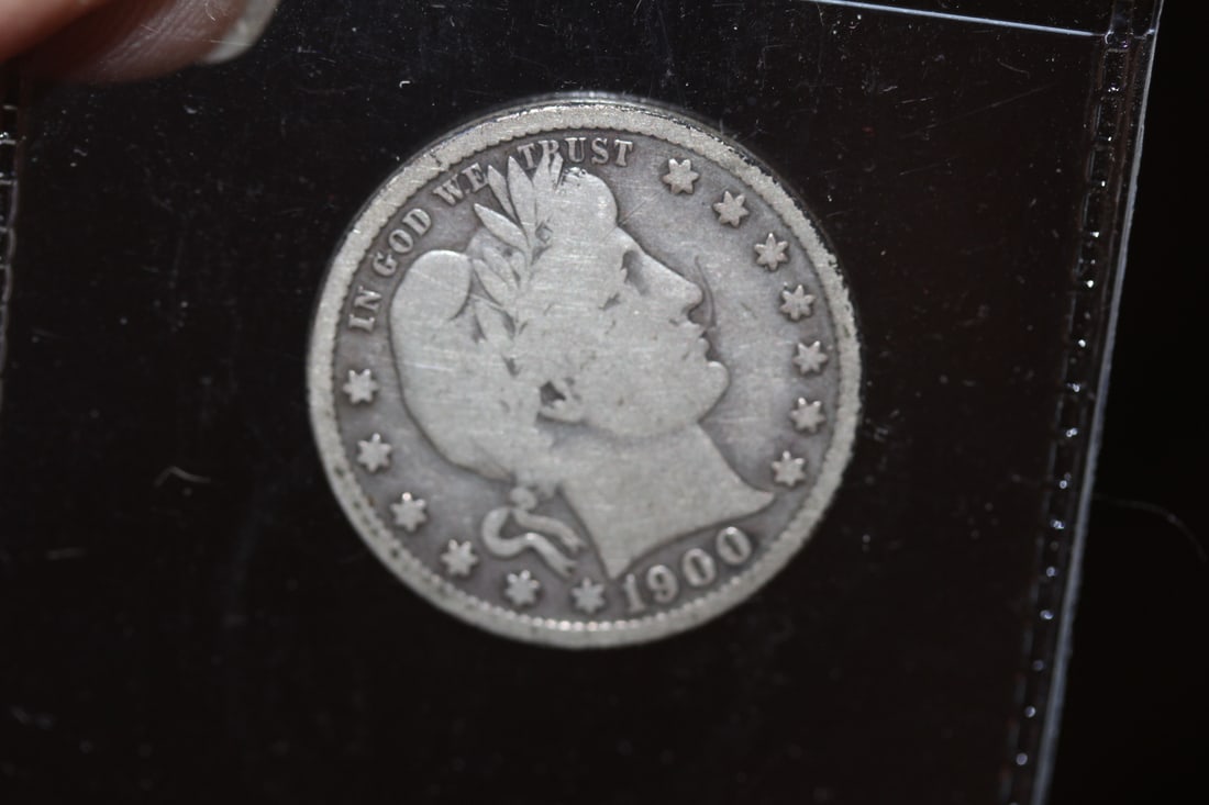 1900-S Barber Silver Quarter: as shown