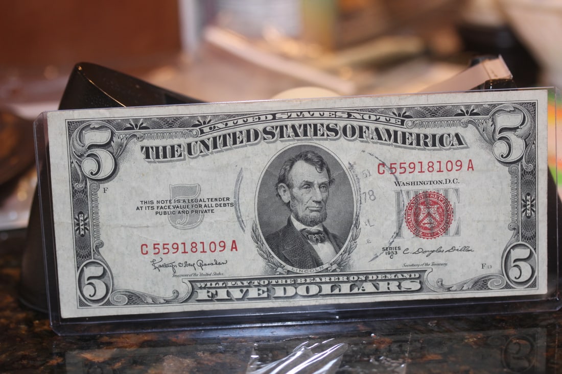 1953 Red Seal $5.00 Note: as shown
