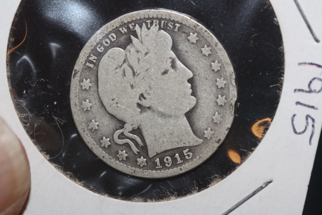 1915 Barber Silver Quarter: as shown on photos