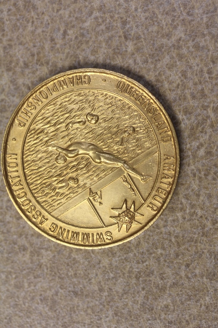 Queensland Amateur Swimming Championship Medal: Amateur Swimming Association championship - 1940's to 1950's - Australia - 1 5/8" in diameter