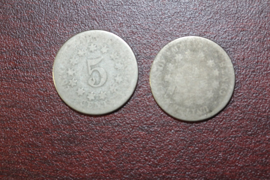 Lot Of 2 Cull Shield Nickels: as shown