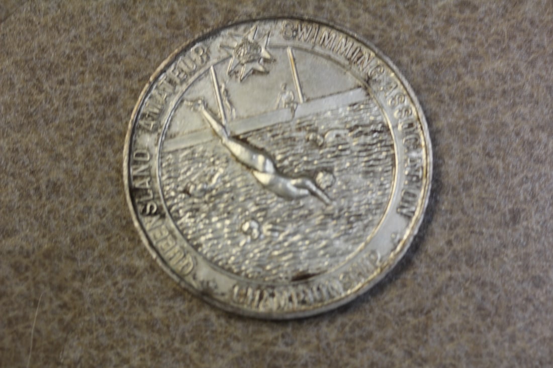 Queensland Amateur Swimming Championship Medal: Amateur Swimming Association championship - 1940's to 1950's - Australia - 1 5/8" in diameter