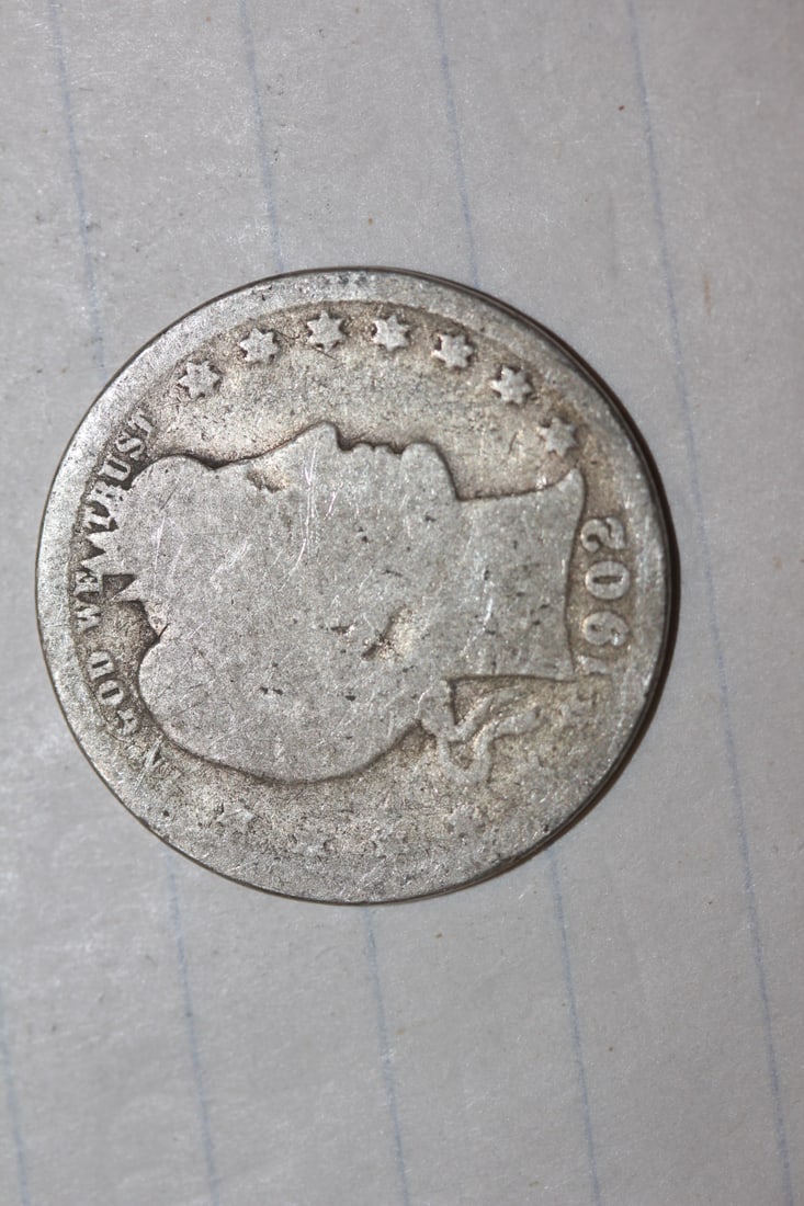 1902 Barber Silver Quarter: as shown on photos
